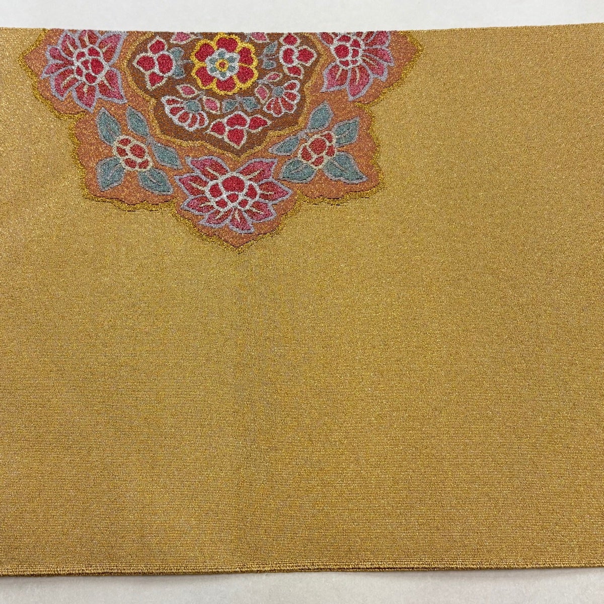 美品】 名古屋帯 秀品 関西仕立て 八寸名古屋帯 松葉仕立て 華文 箔