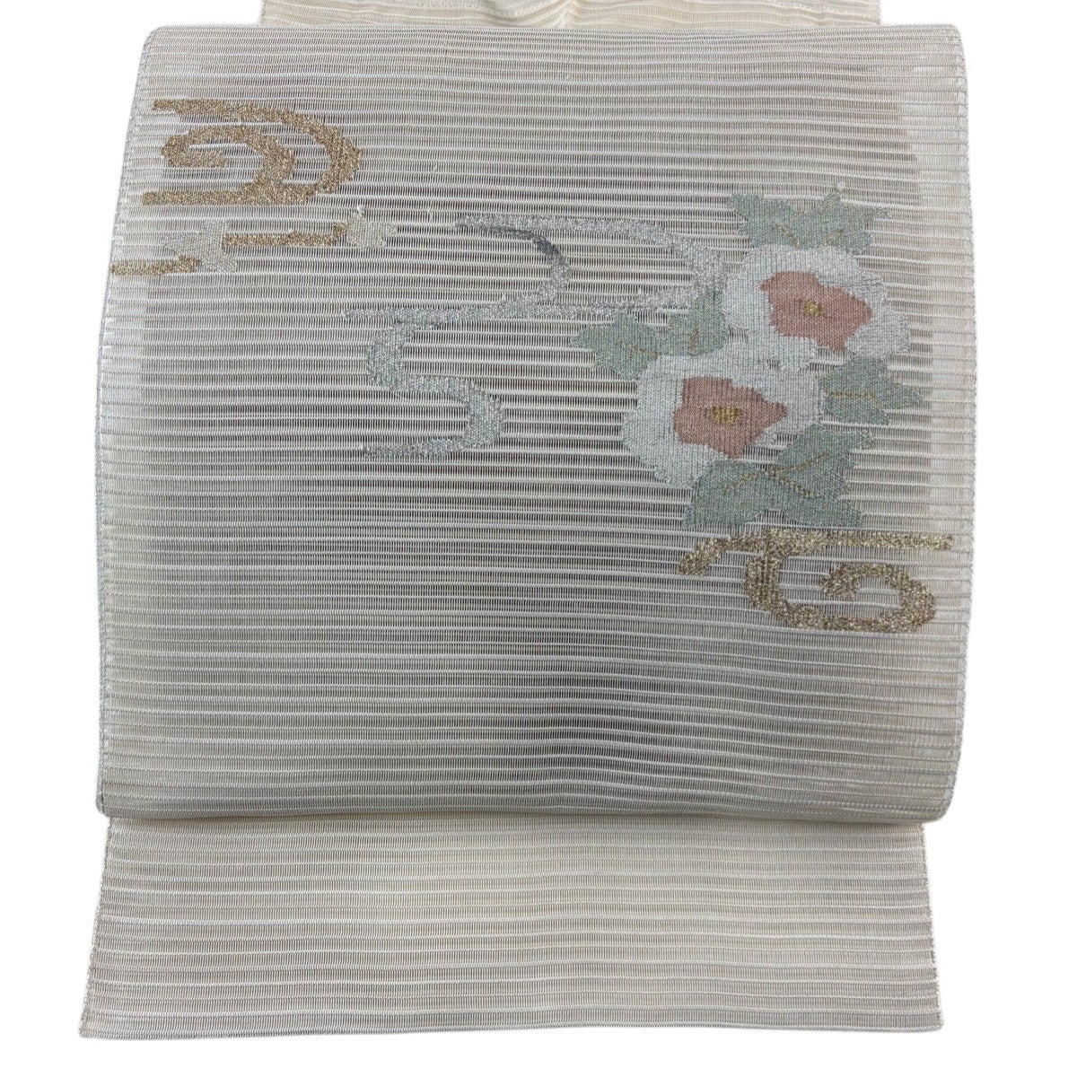 名古屋帯 秀品 夏帯 松葉仕立て 八寸名古屋帯 蜻蛉 葉柄 箔 墨色 正絹