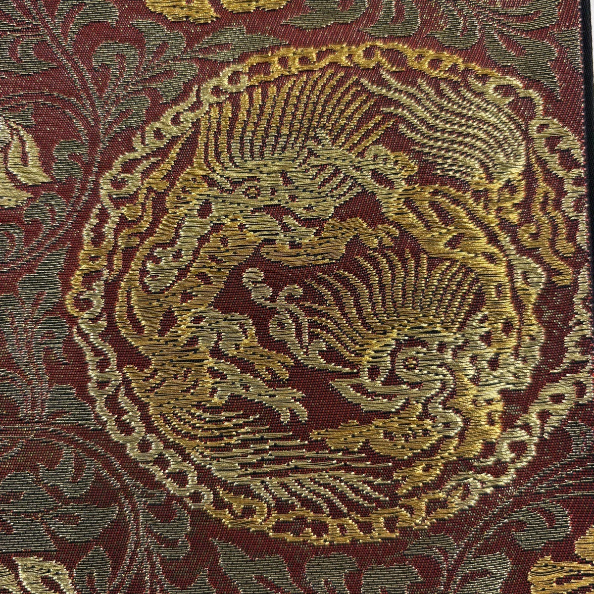 美品】 袋帯 名品 落款あり 本家加納 鳥丸文 花唐草 金糸 箔 金色 六通