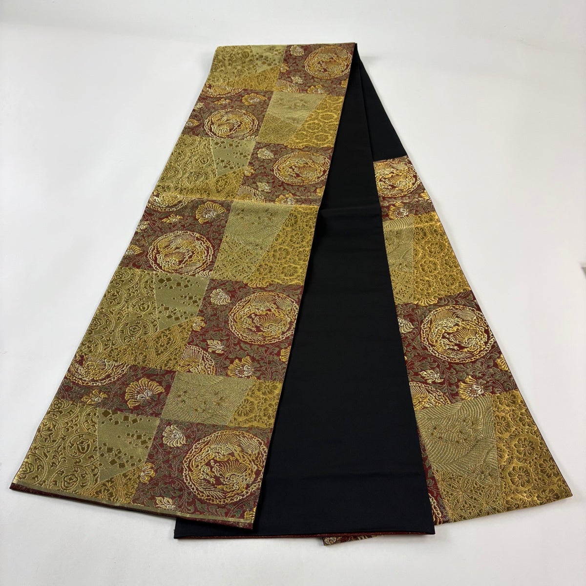 美品】 袋帯 名品 落款あり 本家加納 鳥丸文 花唐草 金糸 箔 金色 六通
