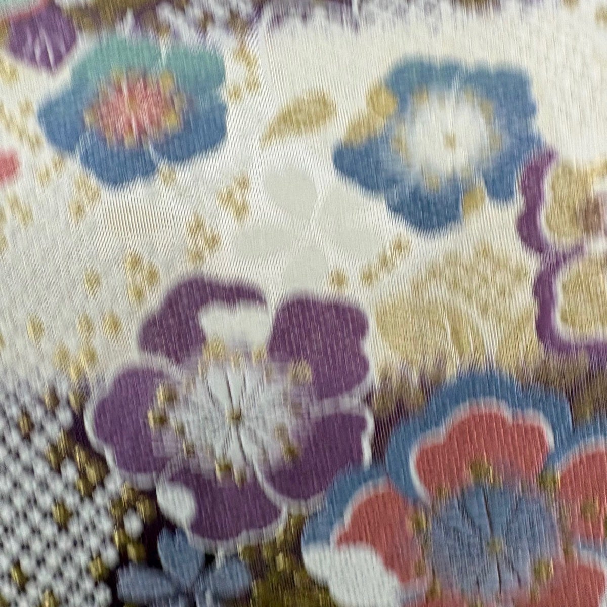美品】 袋帯 名品 草花 桜 金糸 唐織 クリーム 六通 正絹｜中古・古着