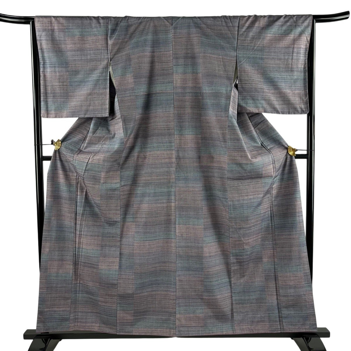 美品】 紬 身丈165.5cm 裄丈64.5cm M 袷 鏡裏文 草花 焦茶色 正絹 秀品