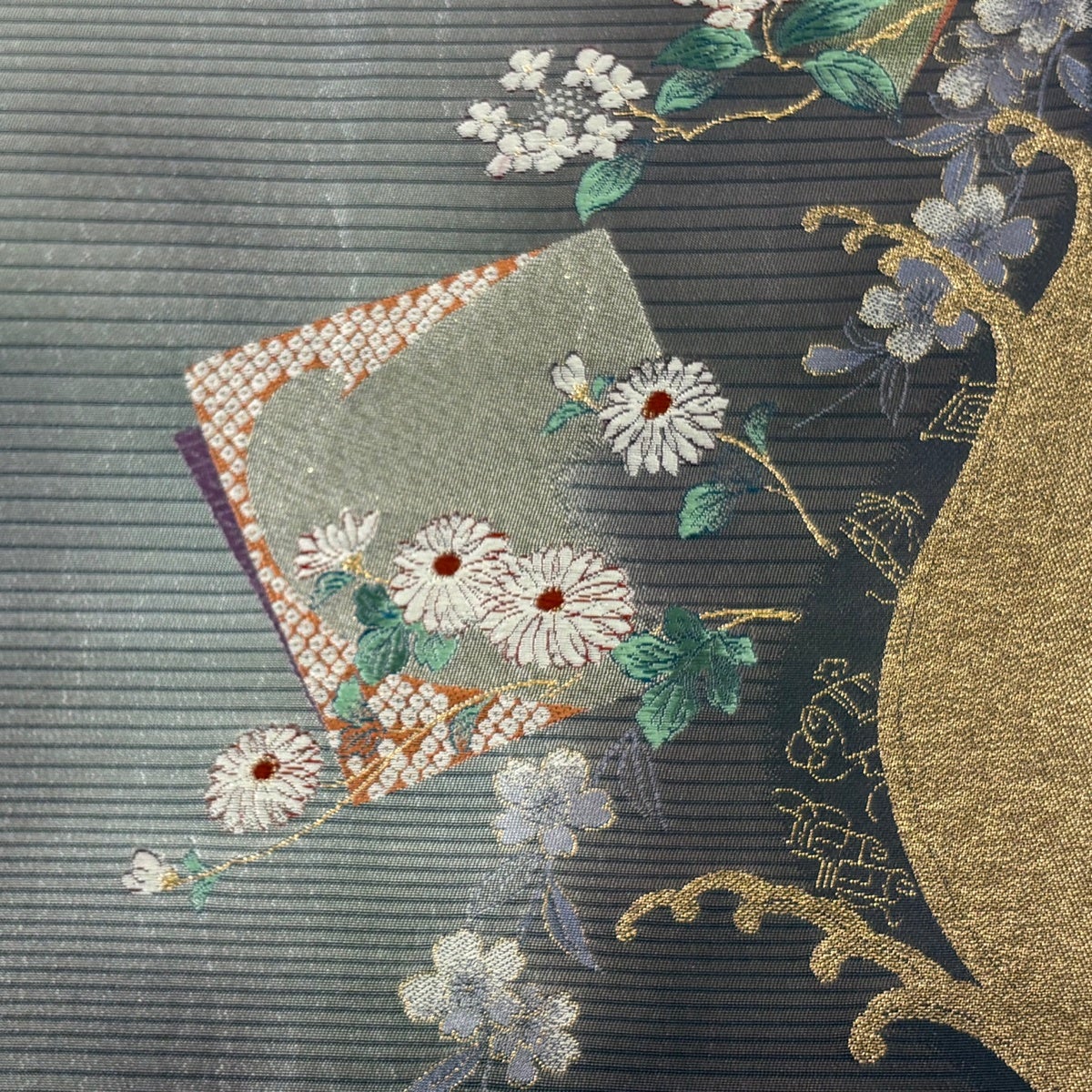袋帯 秀品 色紙 草花 箔 金糸 銀色 六通 正絹｜中古・古着・リサイクル