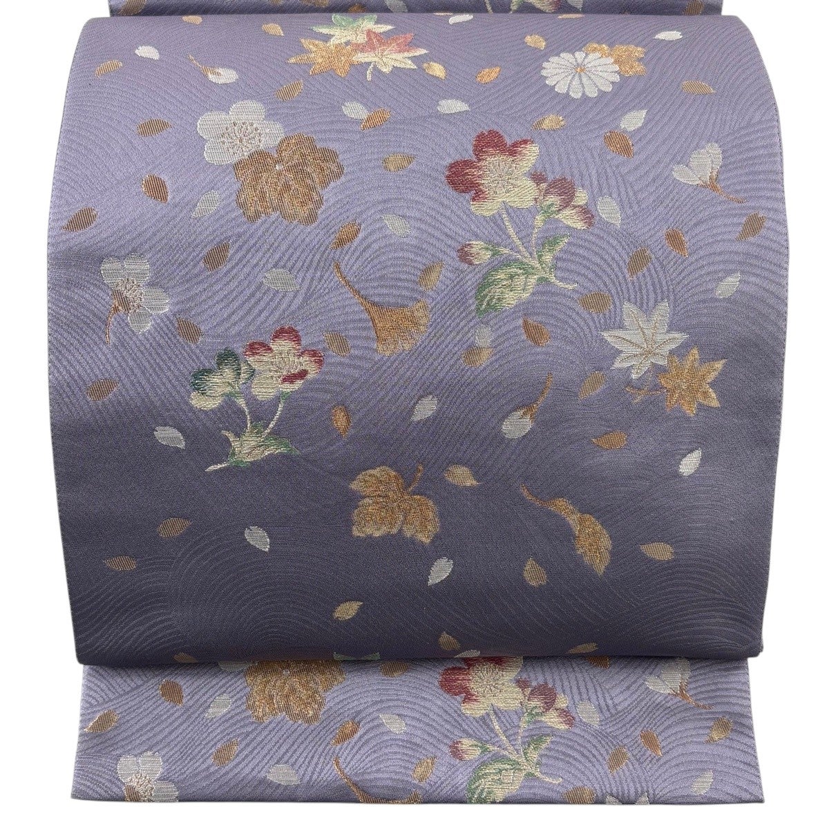 袋帯 秀品 桜 楓 箔 紫 六通 正絹｜中古・古着・リサイクル着物通販