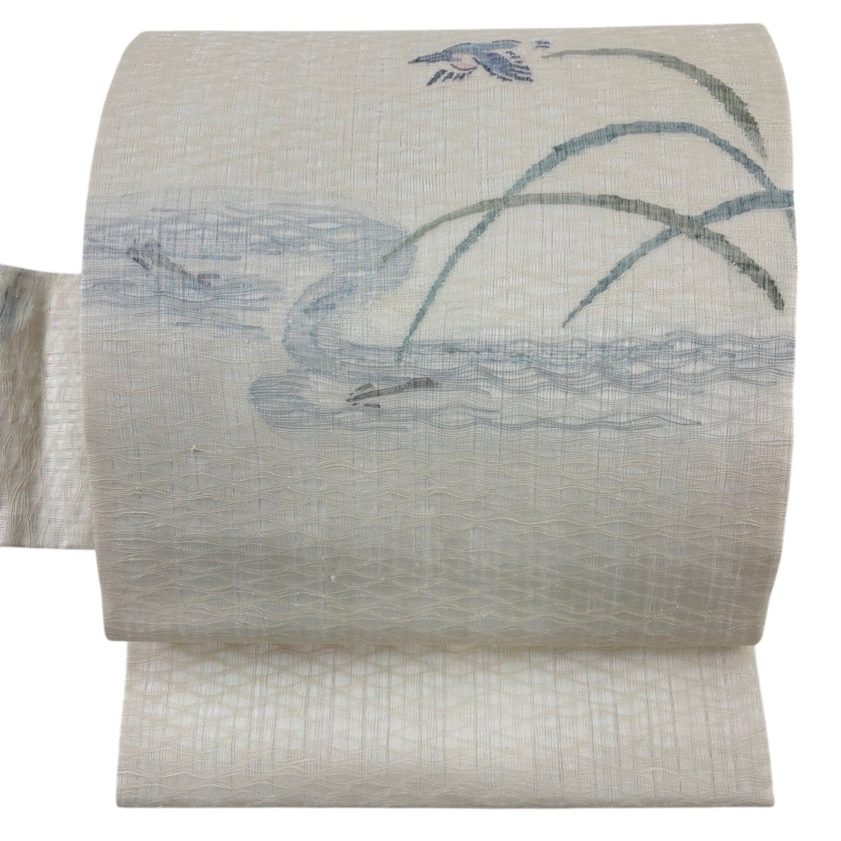 美品】 名古屋帯 秀品 夏帯 鳥 葉柄 金糸 ベージュ 正絹｜中古・古着