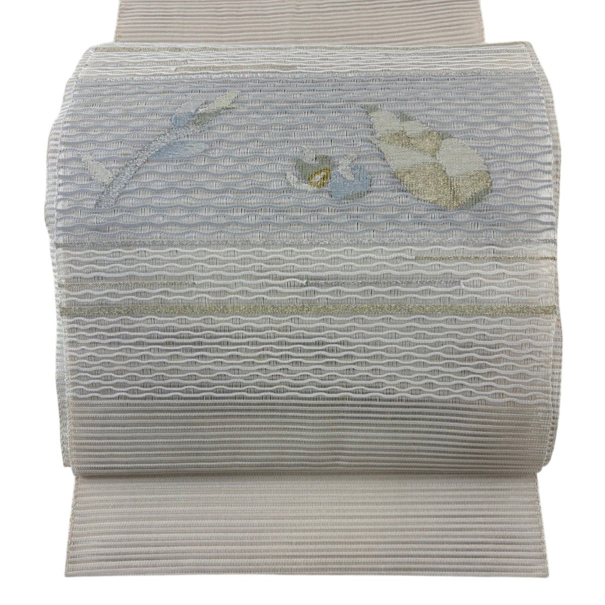 名古屋帯 秀品 夏帯 八寸名古屋帯 松葉仕立て 絽 斜め格子 草花 金糸