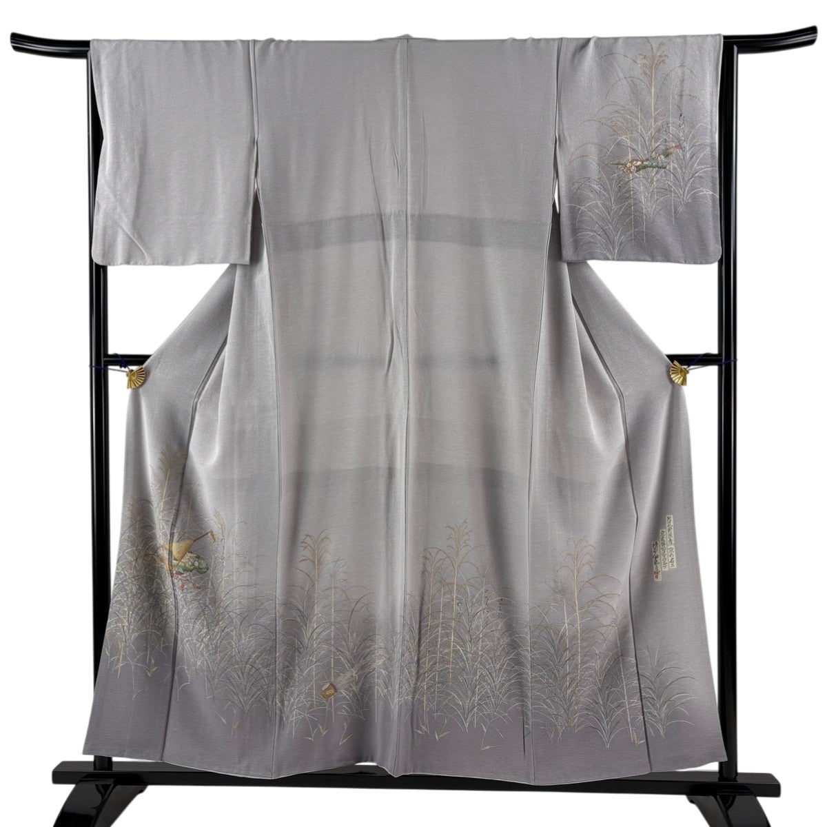 美品】 色無地 身丈161cm 裄丈65cm M 袷 樽本伊勢蔵 落款あり 地紋