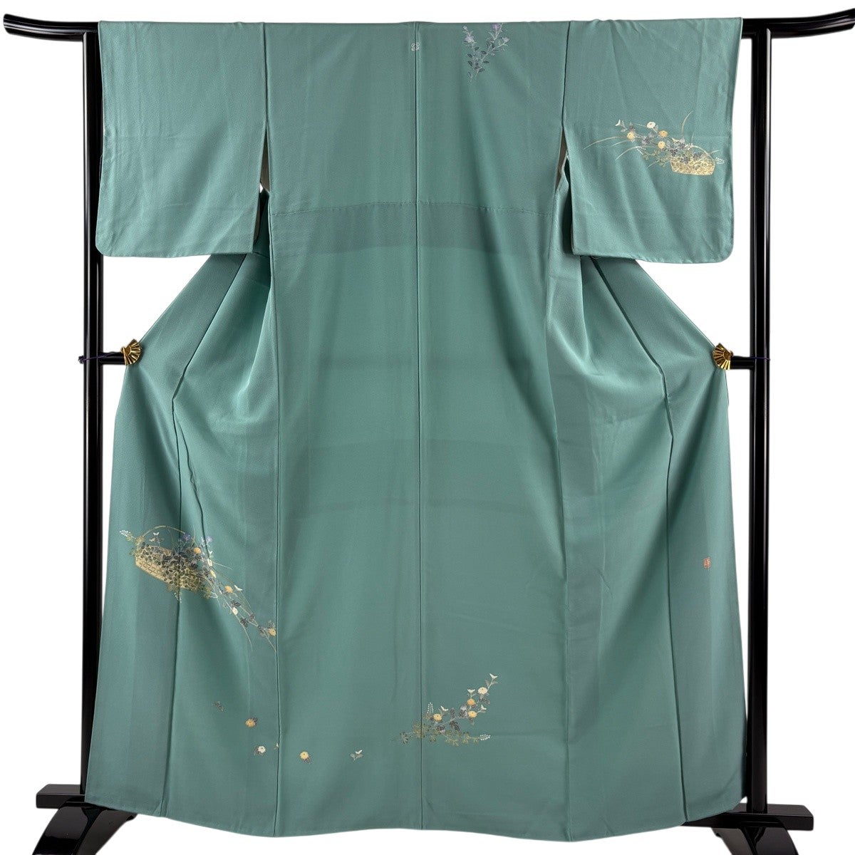 付下げ 身丈160.5cm 裄丈63cm S 袷 花鳥 鮫 灰紫 正絹 秀品 一つ紋