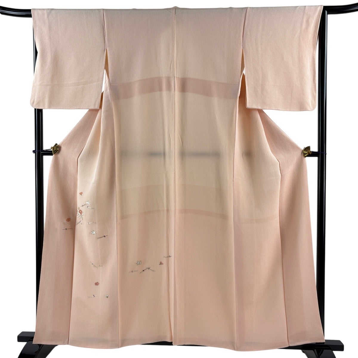 美品】 訪問着 身丈156cm 裄丈63cm S 袷 松竹梅 金糸 金銀彩 薄ピンク