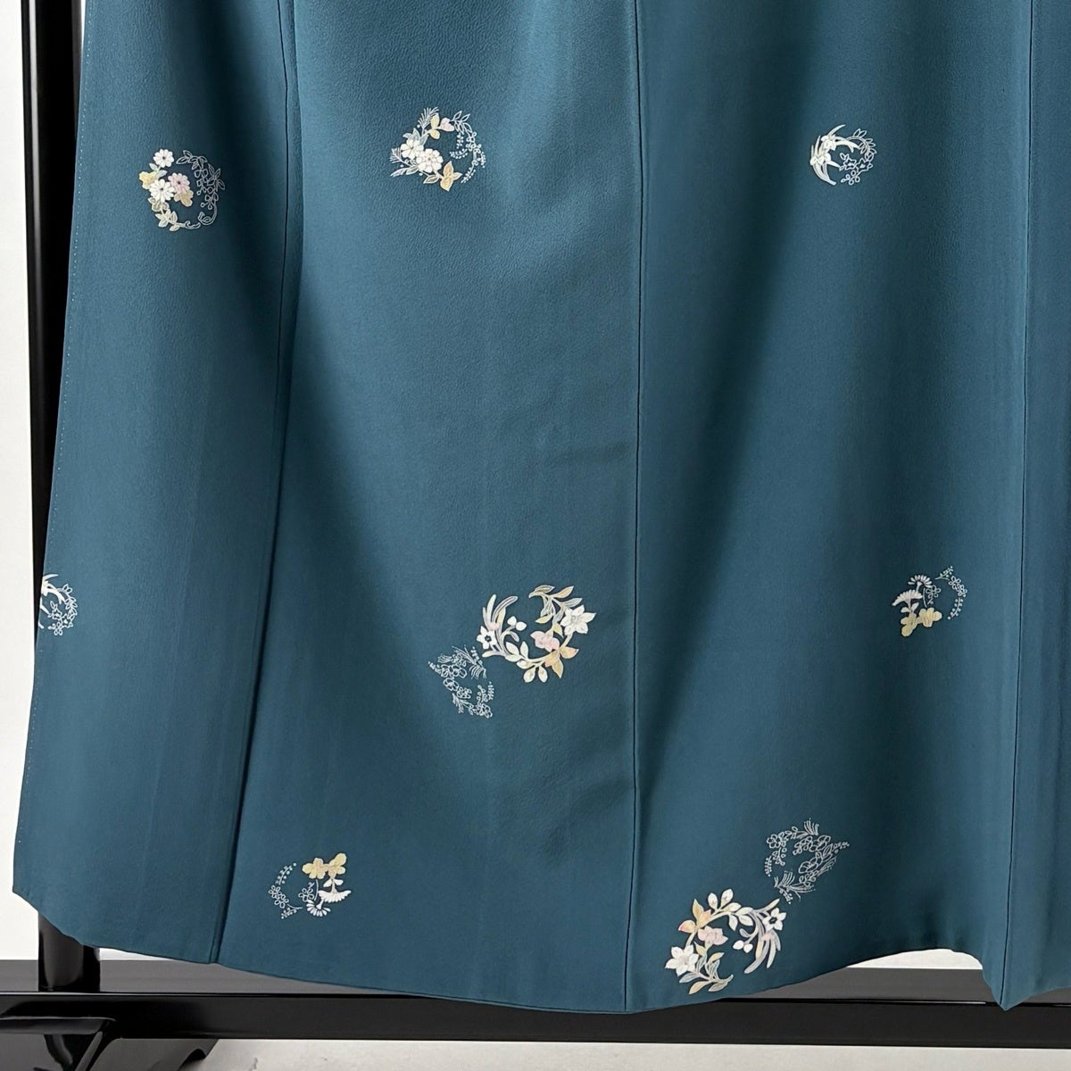 小紋 身丈154.5cm 裄丈63.5cm S 袷 百貫石峰 落款あり 花丸文 青緑