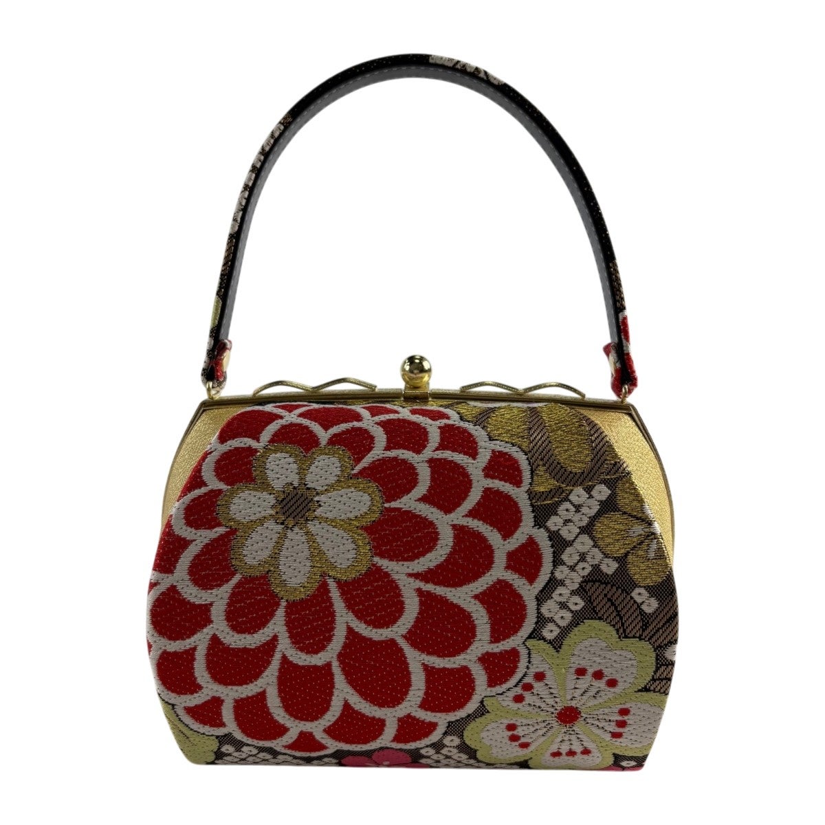 在庫一掃】 【美品】和装バッグ 優品 フォーマル ねじ梅 桜 金糸 金色