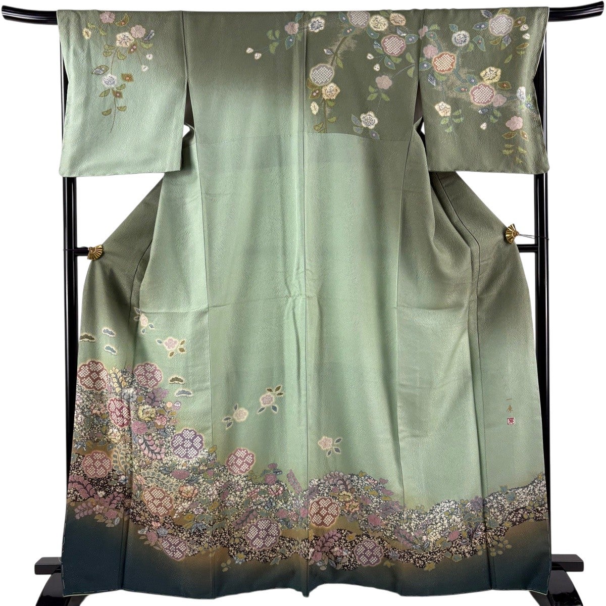 美品】 訪問着 身丈166cm 裄丈66.5cm M 袷 吉乃一廉 落款あり 辻が花