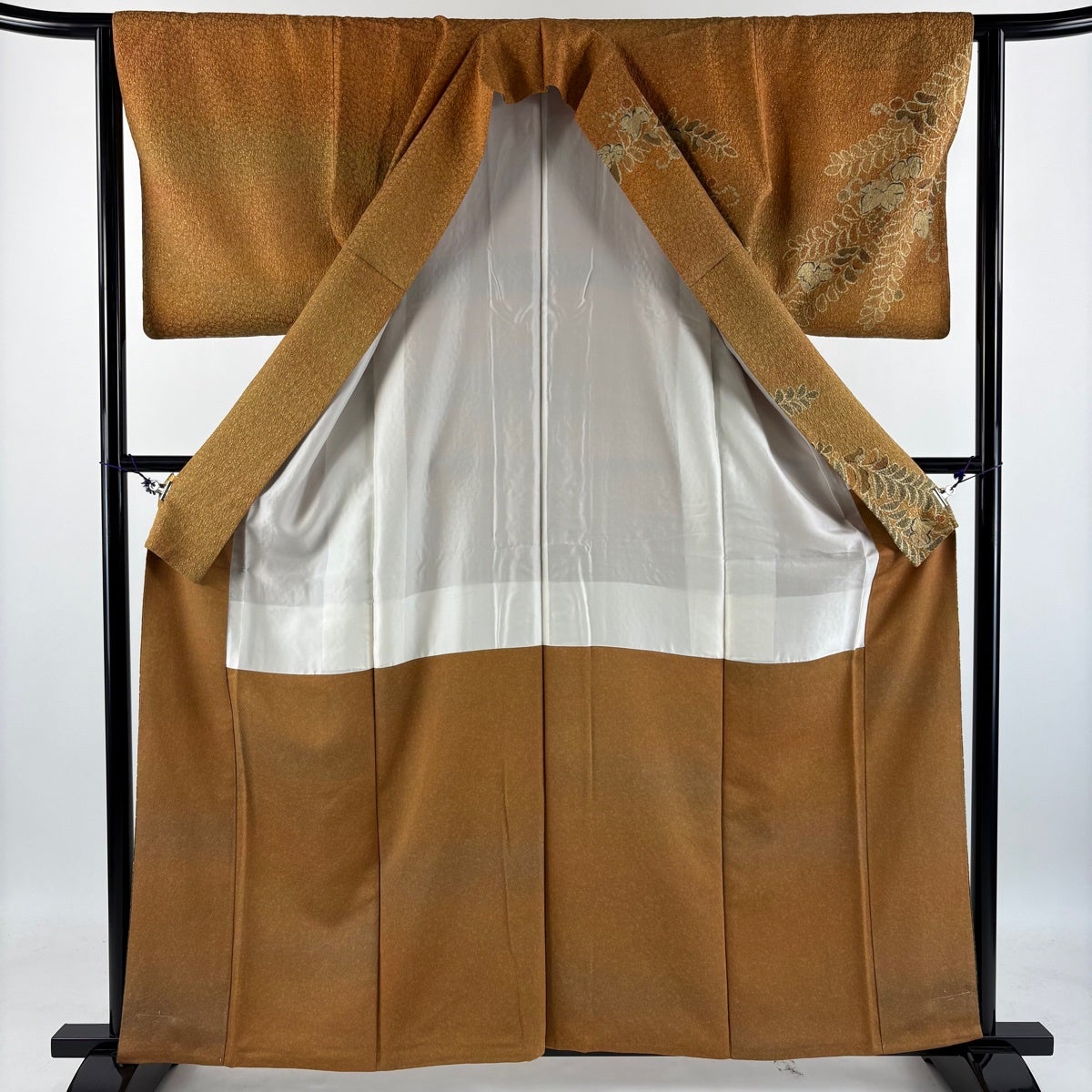 美品】 訪問着 身丈160.5cm 裄丈63cm S 袷 落款あり 蔦 葉と実 箔
