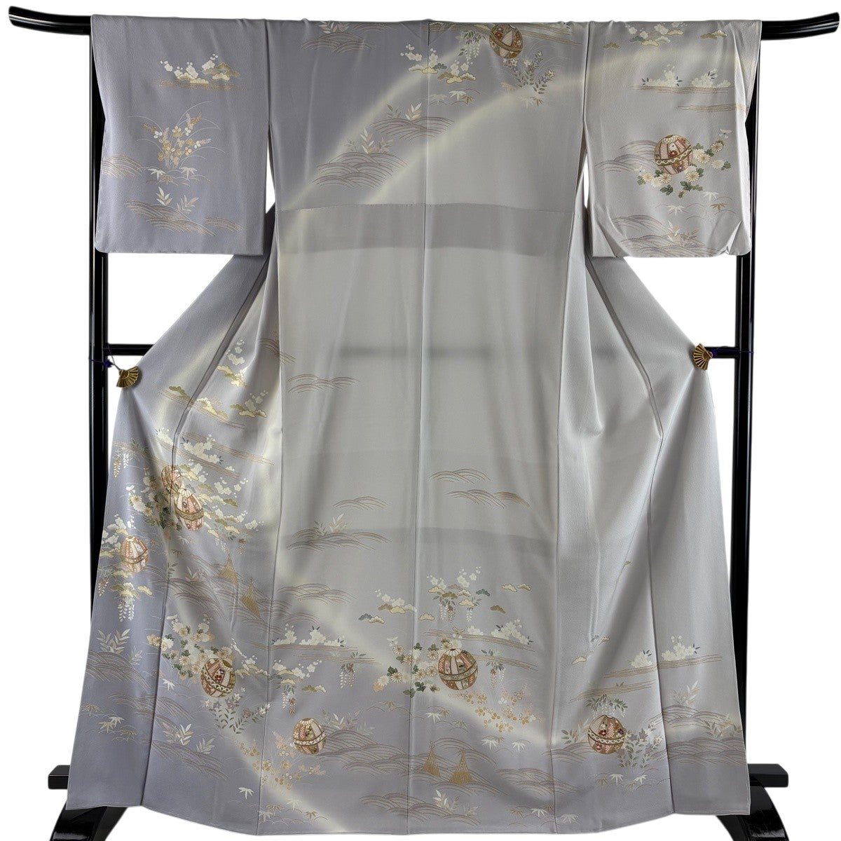 50%OFF 訪問着 身丈166cm 裄丈67.5cm L 袷 蔦 実 染め分け 灰紫 正絹