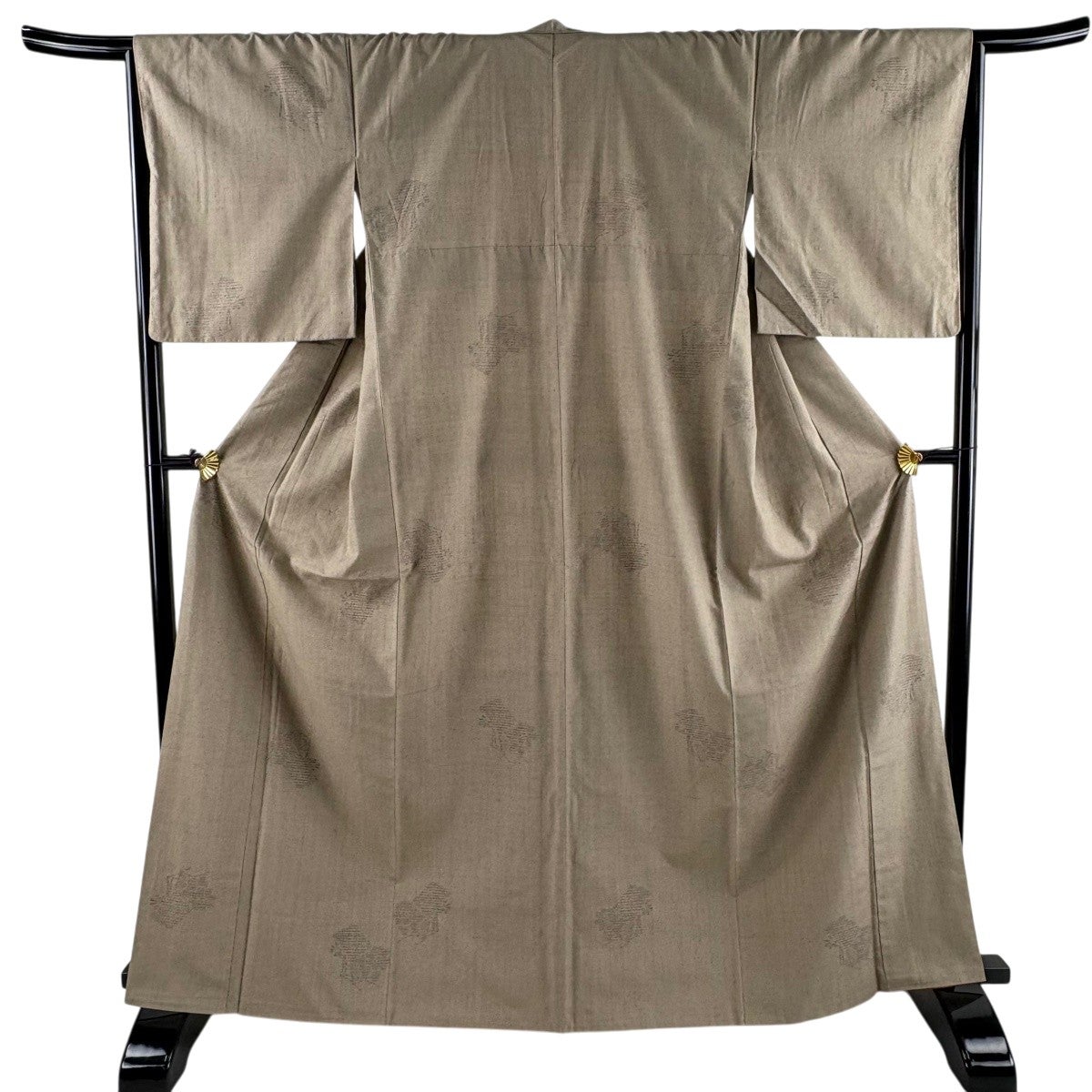 紬 身丈165.5cm 裄丈65cm M 袷 花 亀甲絣 灰茶 正絹 名品｜中古・古着