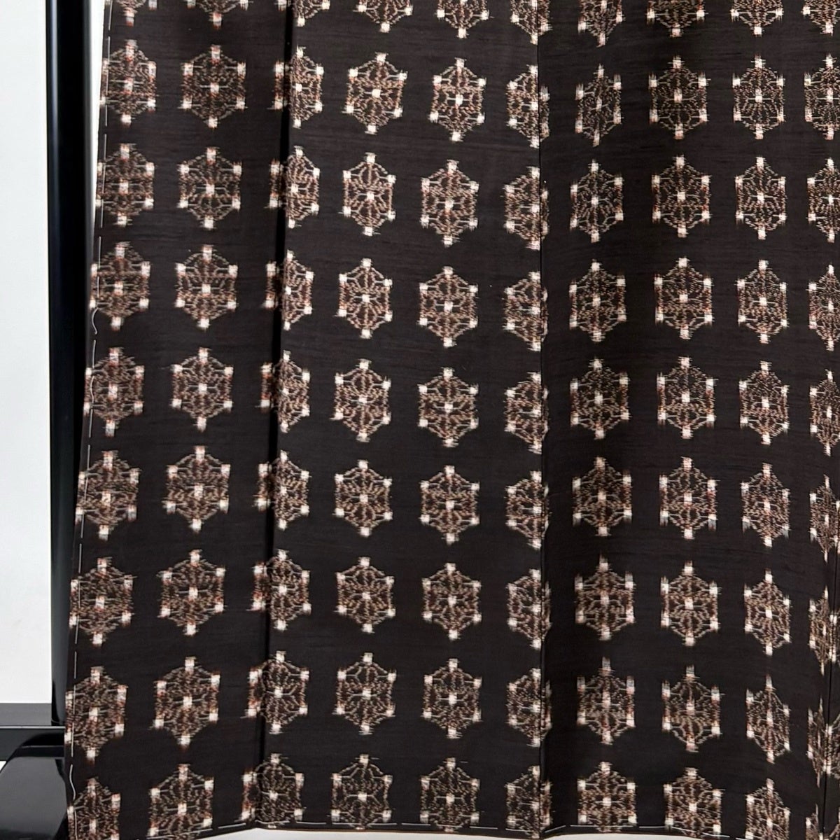 美品】 紬 身丈168.5cm 裄丈66.5cm M 袷 袋帯セット 亀甲 麻の葉 茶色