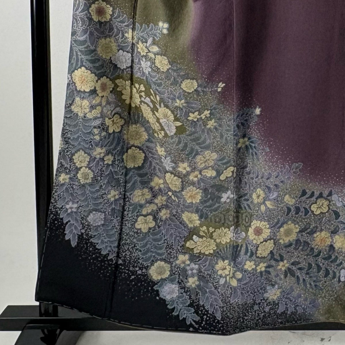 訪問着 身丈158.5cm 裄丈63cm S 袷 扇面 辻が花柄 金彩 ぼかし 茶緑色