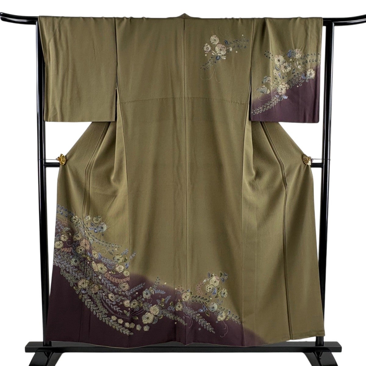 美品】 訪問着 身丈161.5cm 裄丈65cm M 袷 辻が花柄 金彩 ぼかし 紫