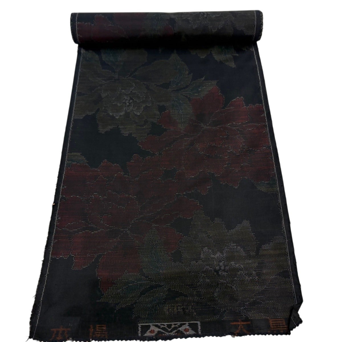 反物 秀品 大島紬 花唐草 黒 正絹｜中古・古着・リサイクル着物通販