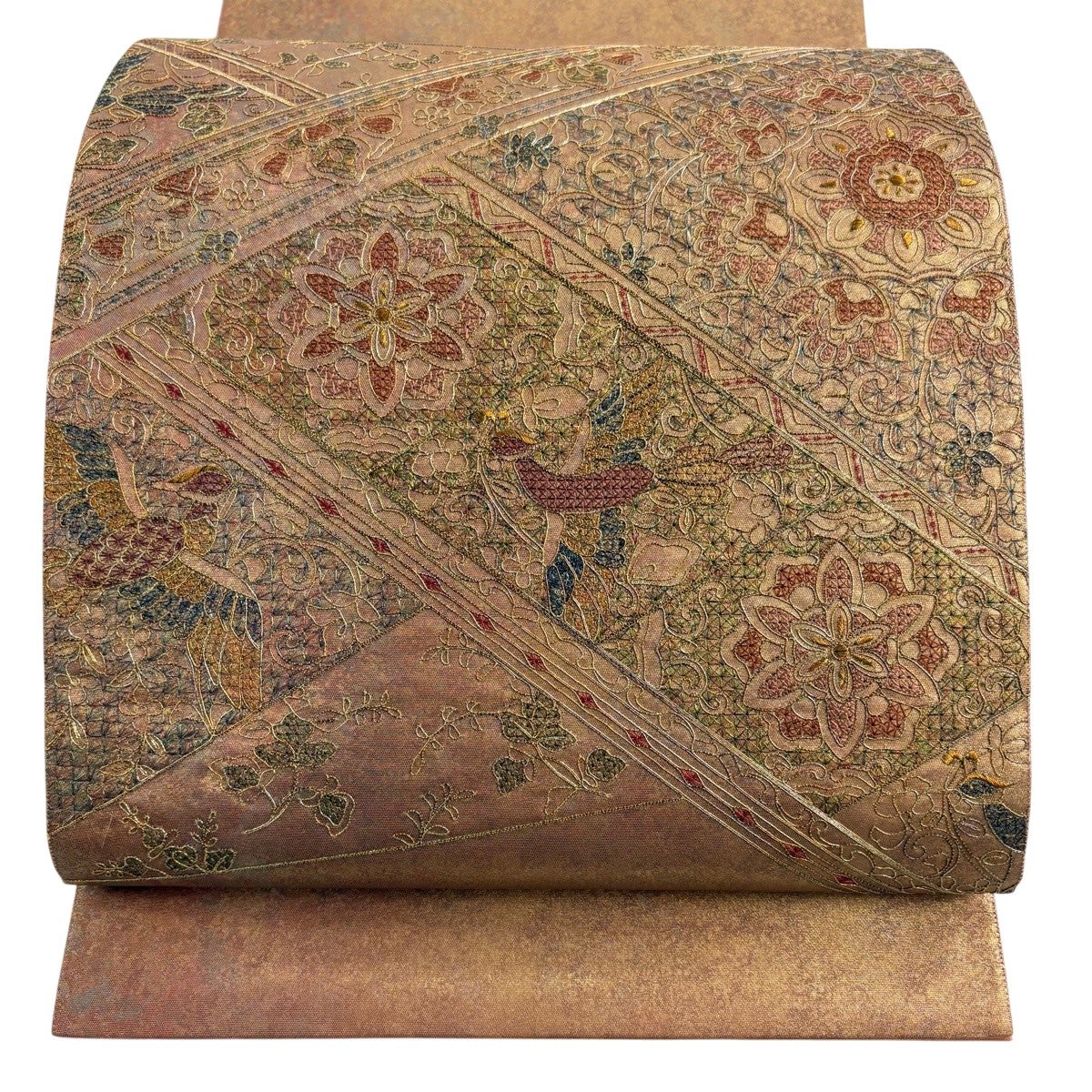 美品】 袋帯 秀品 華文 鳳凰 金彩 箔 金色 お太鼓柄 正絹｜中古・古着