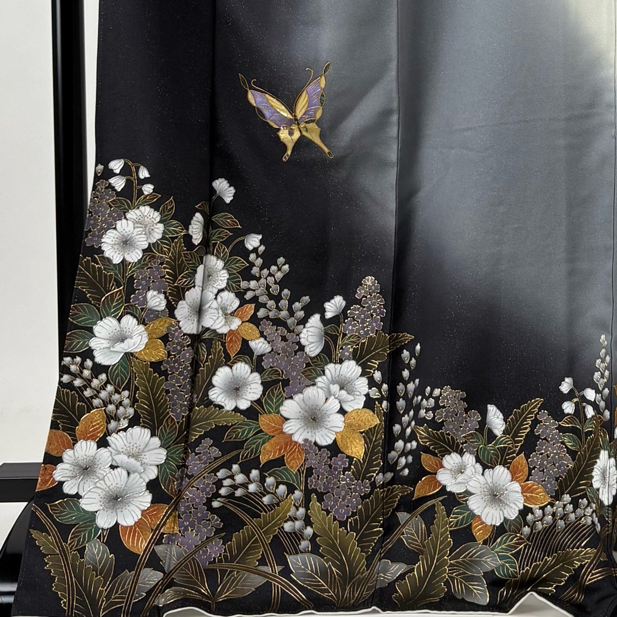 美品】 訪問着 身丈173.5cm 裄丈67.5cm L 袷 甲斐泰造 落款あり 蝶