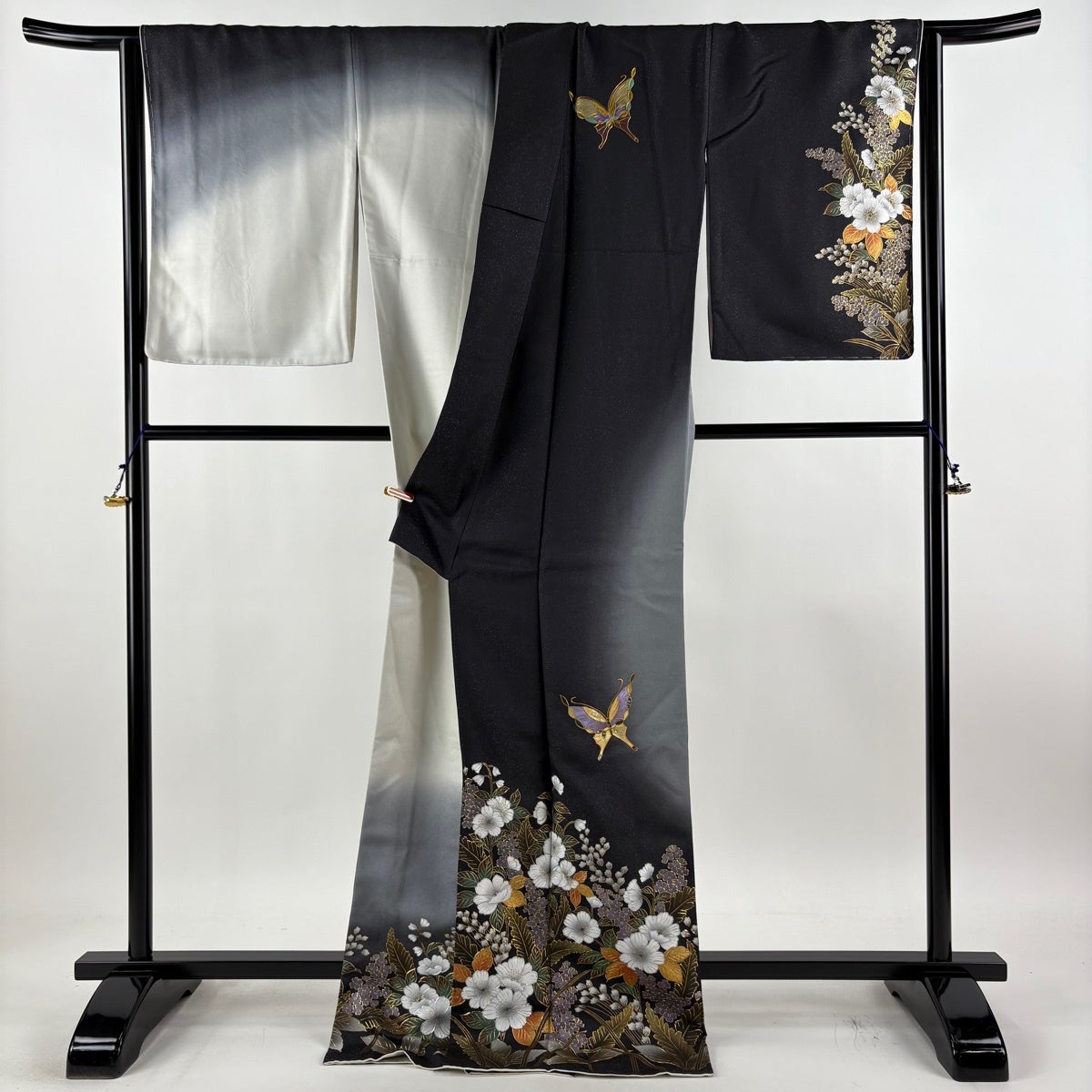 美品】 訪問着 身丈173.5cm 裄丈67.5cm L 袷 甲斐泰造 落款あり 蝶