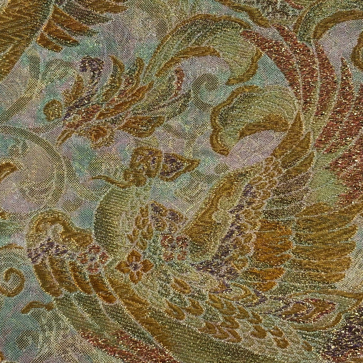 袋帯 秀品 鳳凰 花唐草 金糸 唐織 金色 六通 正絹｜中古・古着