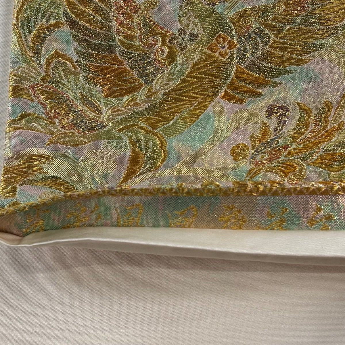 袋帯 秀品 鳳凰 花唐草 金糸 唐織 金色 六通 正絹｜中古・古着