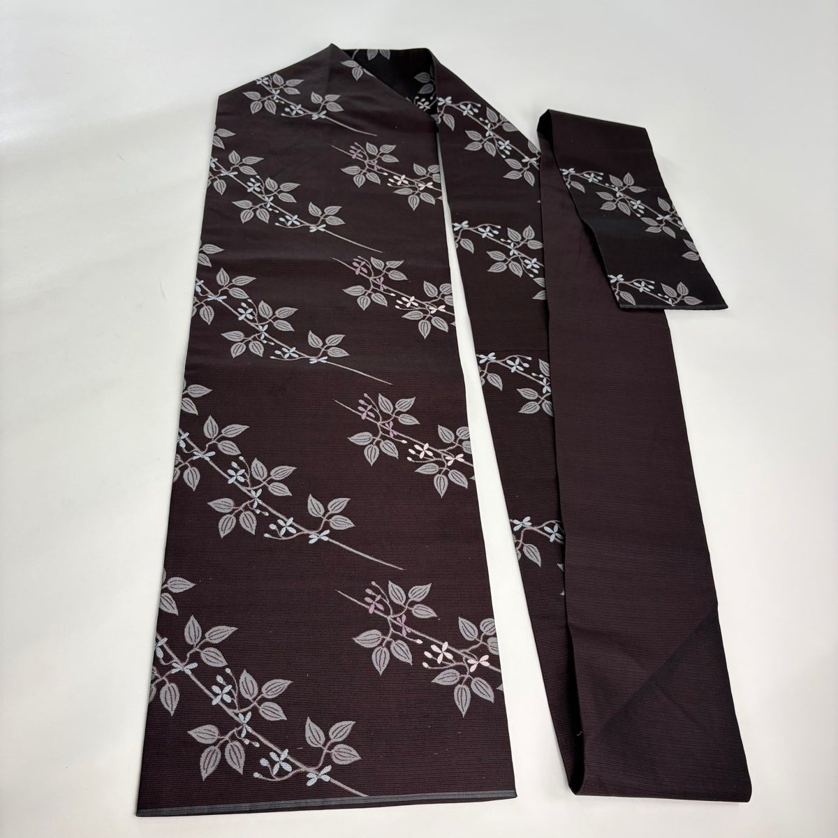 名古屋帯 秀品 枝花 茶紫 正絹｜中古・古着・リサイクル着物通販