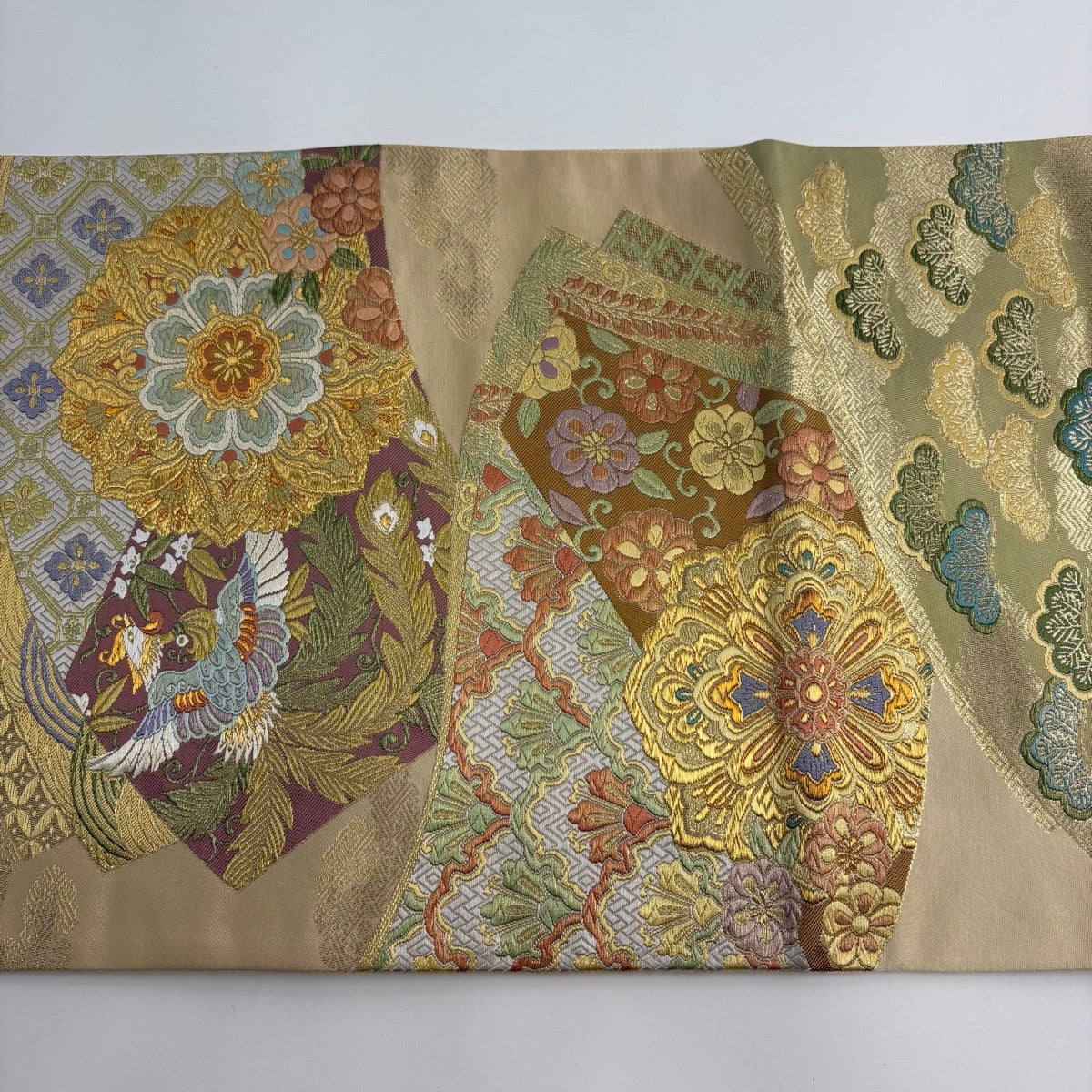 美品】 袋帯 秀品 華文 花鳥 金糸 箔 金色 六通 正絹｜中古・古着