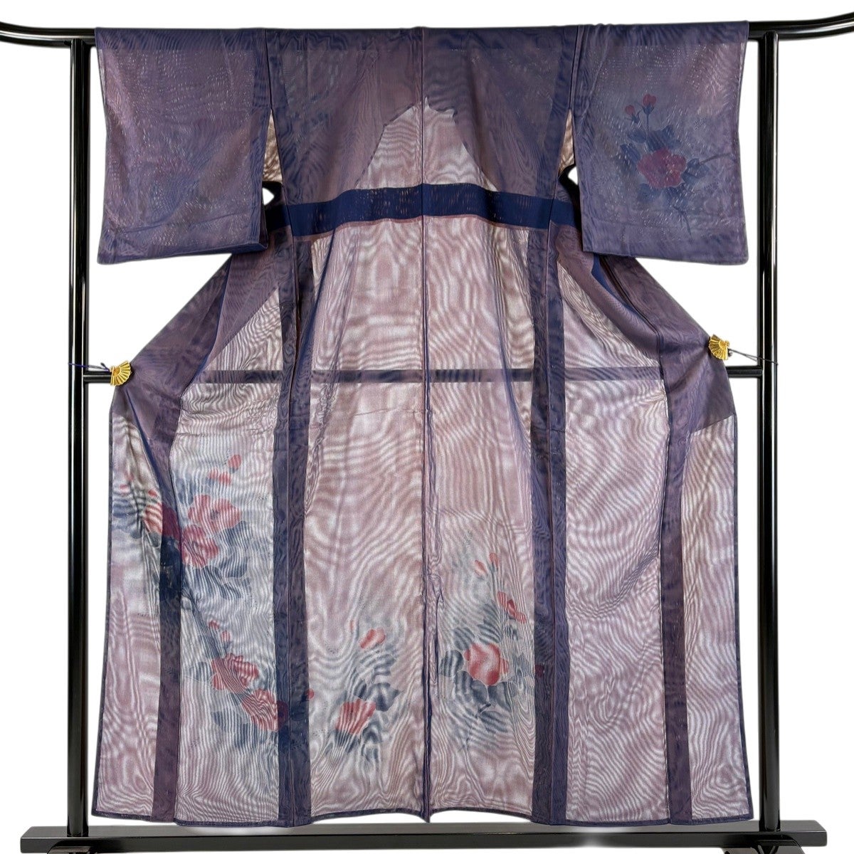 付下げ 美品 秀品 身丈157cm 裄丈59.5cm 正絹 【中古】 付下げ 身丈157cm 裄丈66.5cm M 袷 枝垂れ桜 銀彩 黒 正絹 秀品｜中古