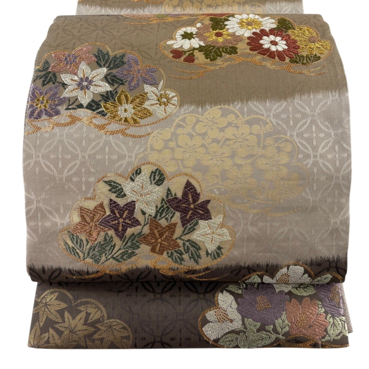 袋帯 名品 やまと 桜 花びら 金糸 箔 ピンク 六通 正絹｜中古・古着