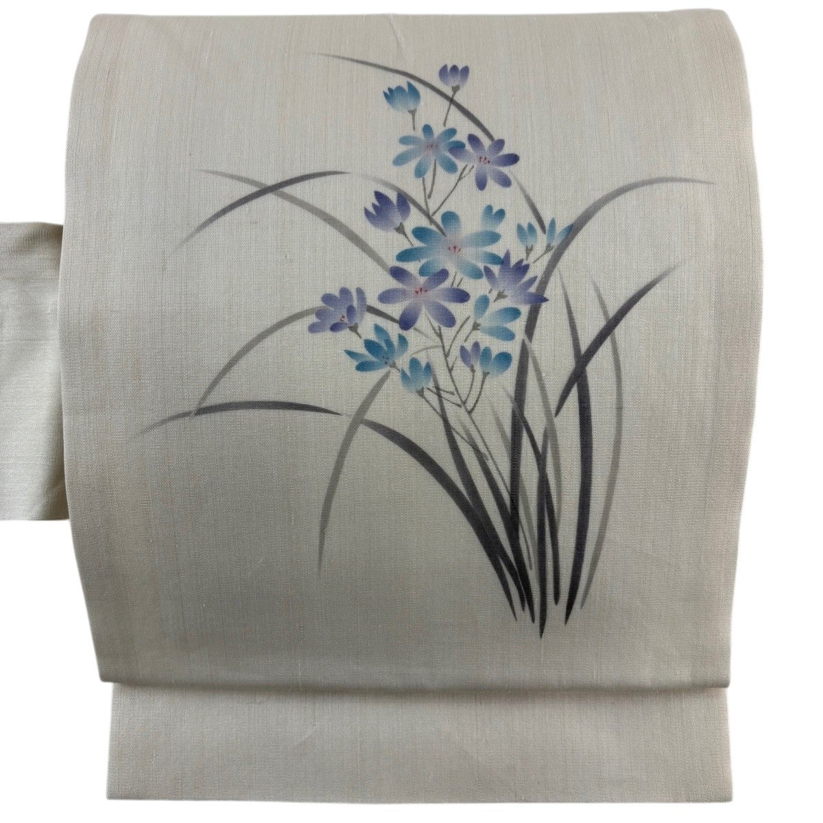 美品】 名古屋帯 秀品 夏帯 夏紬地 草花 ベージュ 正絹｜中古・古着