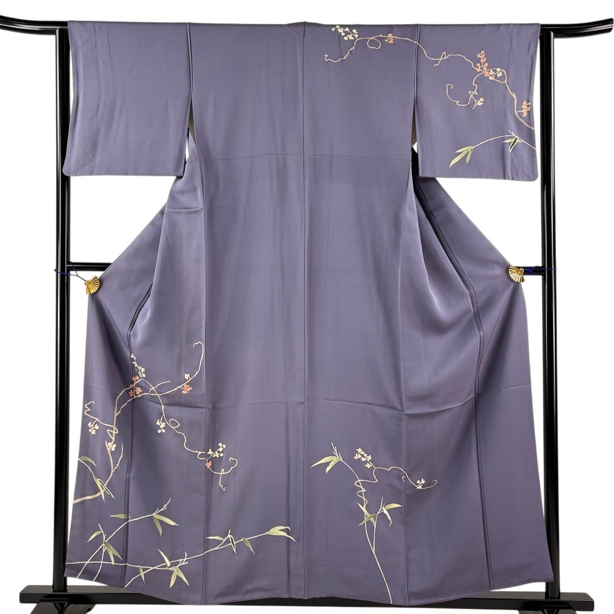 訪問着 身丈150cm 裄丈62.5cm 正絹 美品 秀品 【中古】 訪問着 身丈150cm 裄丈62.5cm S 袷 草花 金彩 ぼかし 灰紫 正絹 秀品