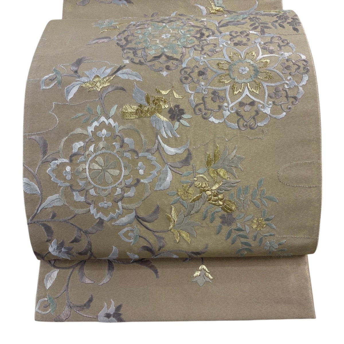 美品】 袋帯 逸品 華文 花鳥 金糸 金色 六通 正絹｜中古・古着