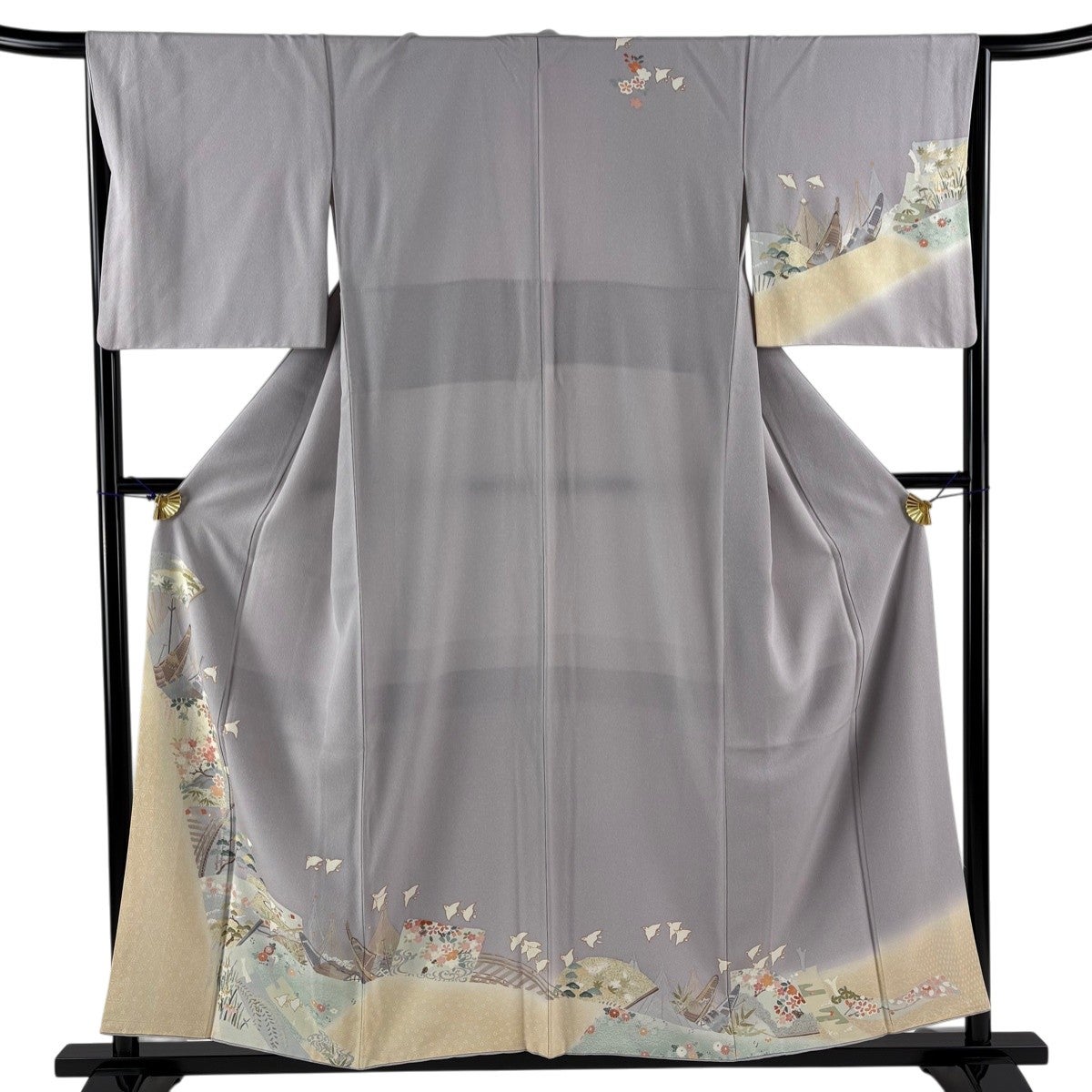 美品】 袋帯 秀品 千鳥 雪芝 金糸 箔 墨色 六通 正絹｜中古・古着