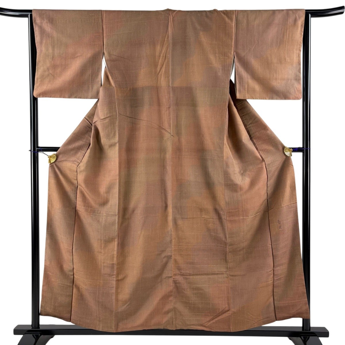 美品】 小紋 身丈153cm 裄丈63cm S 袷 大脇一心 紬地 落款あり 美品】 小紋 身丈153cm 裄丈63cm S 袷 大脇一心 紬地 落款あり