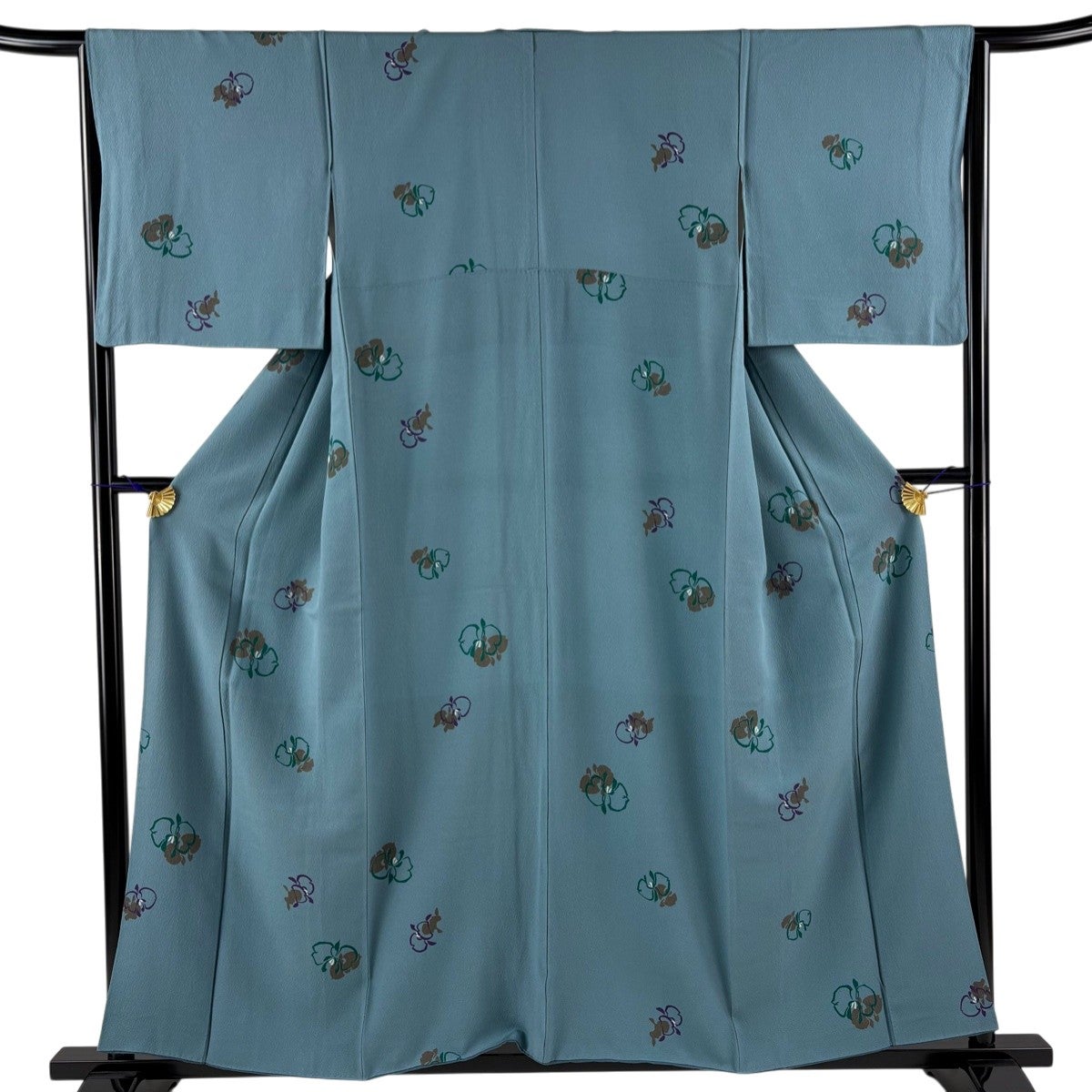 【美品】 小紋 身丈165cm 裄丈65cm 正絹 秀品 【中古】 小紋 身丈165cm 裄丈64.5cm M 袷 雪輪 菊 金彩 薄紫 正絹 秀品｜中古