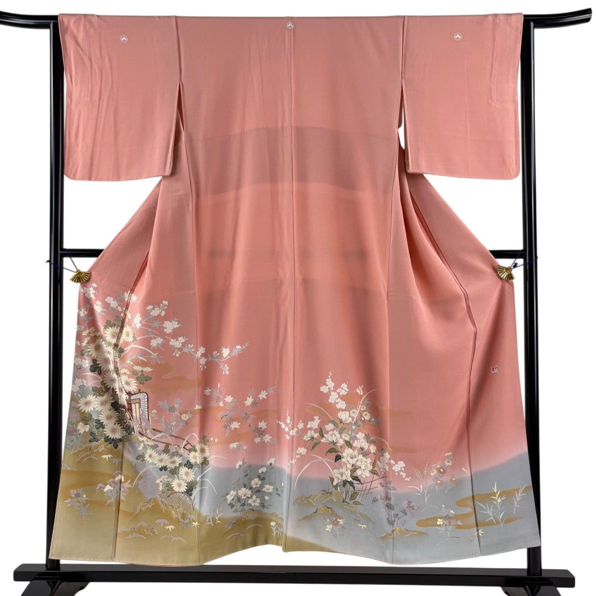 色留袖 身丈153cm 裄丈64cm 正絹 秀品 袷 裄丈64cm しつけ糸 M 身丈153cm 鳥