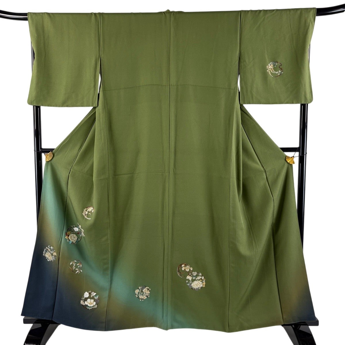 美品】 付下げ 身丈161cm 裄丈68cm L 袷 花丸文 金銀彩 染め分け