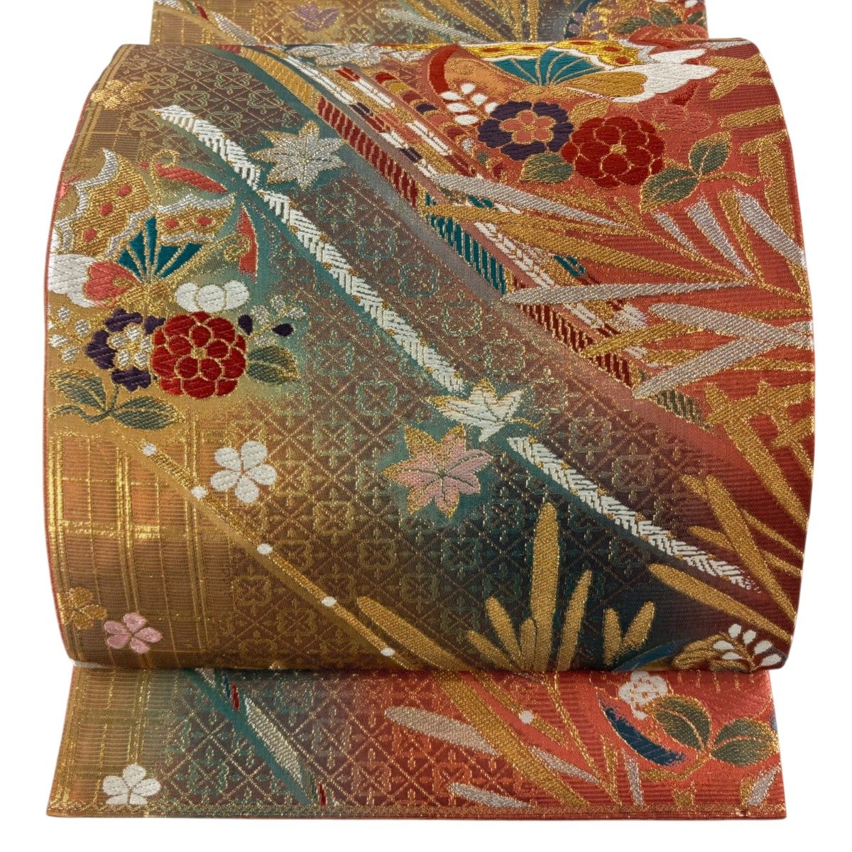 袋帯　アンティーク　華紋　菊花　金糸　銀糸　着物　081tz 袋帯 アンティーク 華紋 菊花 金糸 銀糸 着物 081tz｜Yahoo!フリマ（旧