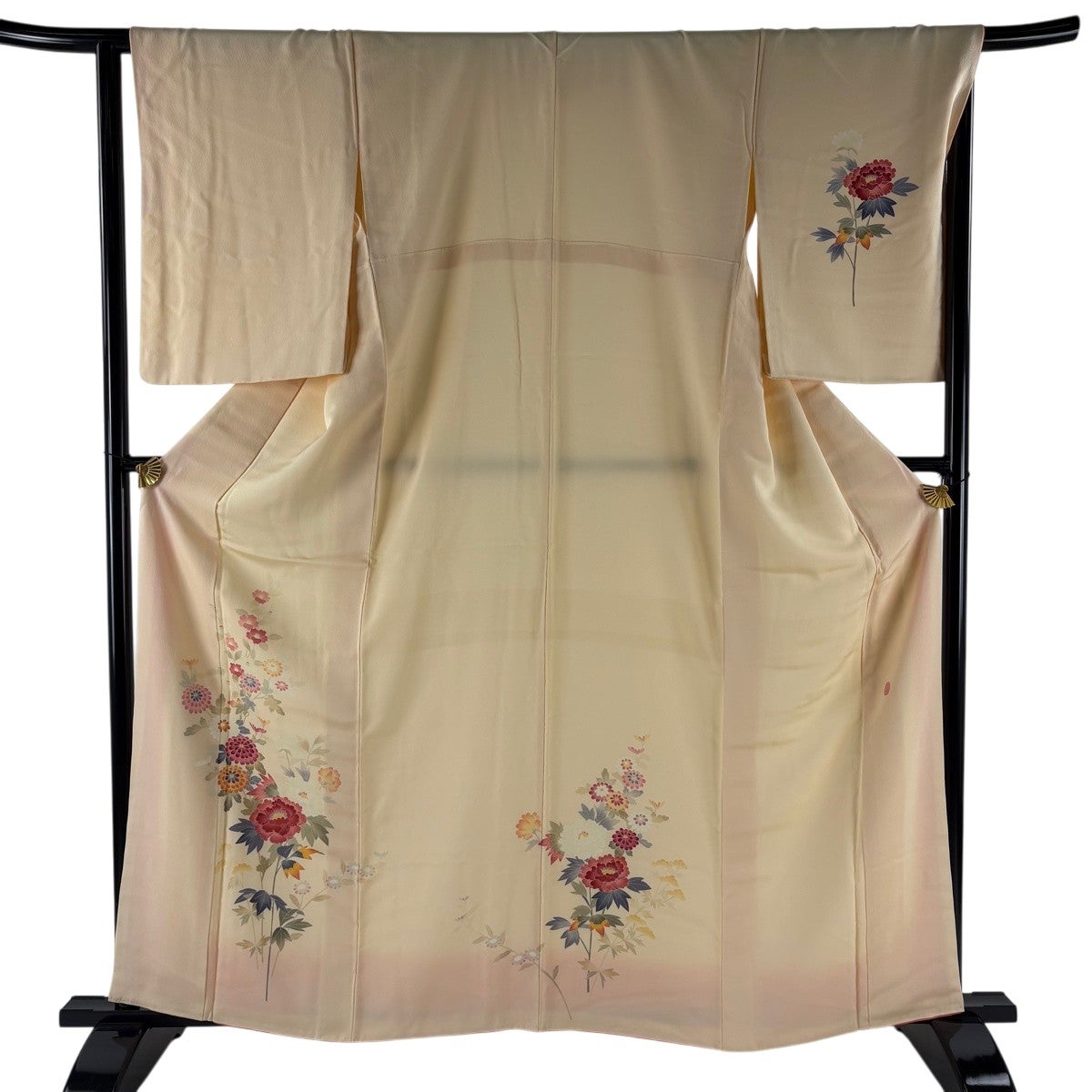 付下げ 身丈152cm 裄丈62cm S 薄物 夏紬地 とんぼ ベージュ 正絹 逸品