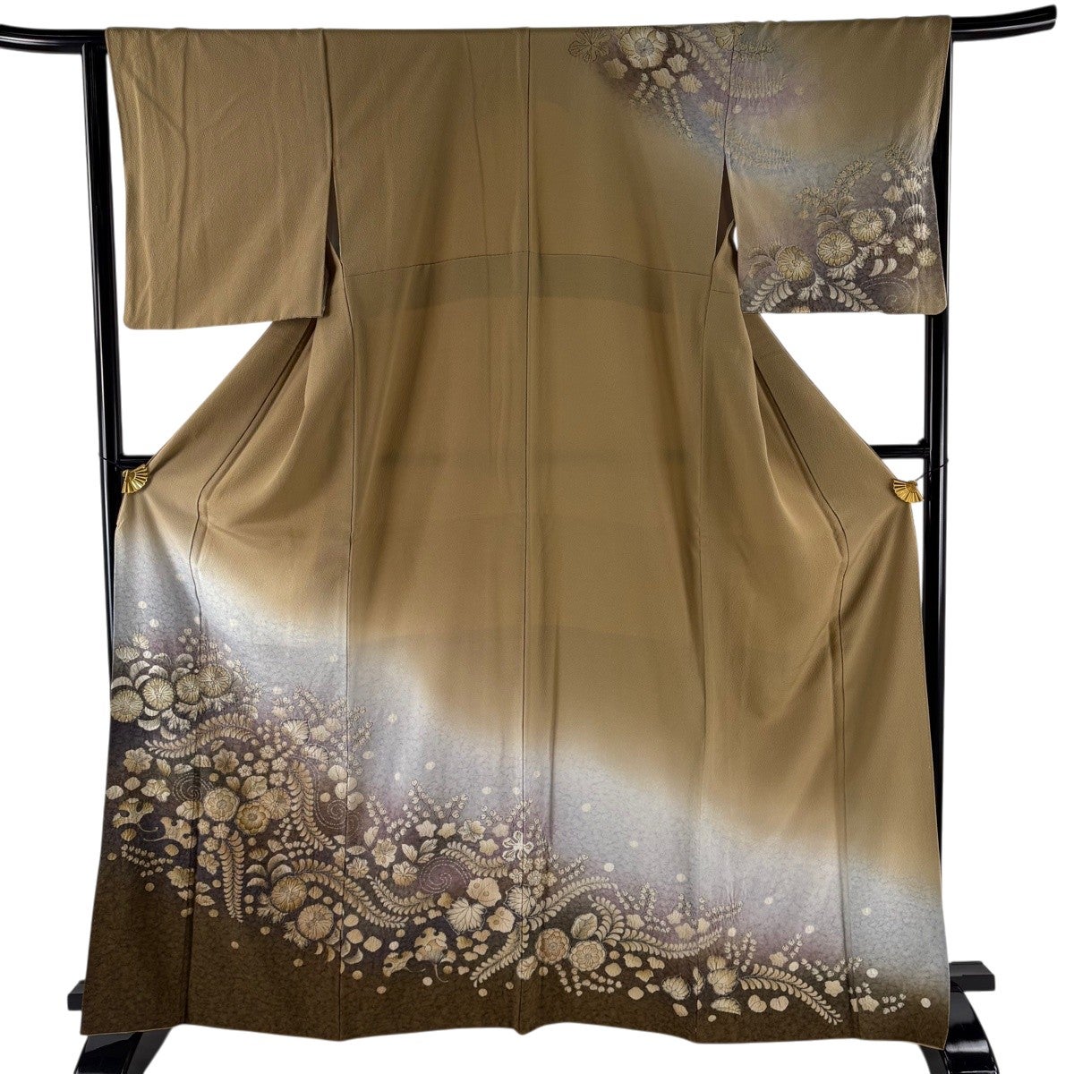 美品】 訪問着 身丈164cm 裄丈65.5cm M 袷 辻が花 染め分け ぼかし 灰