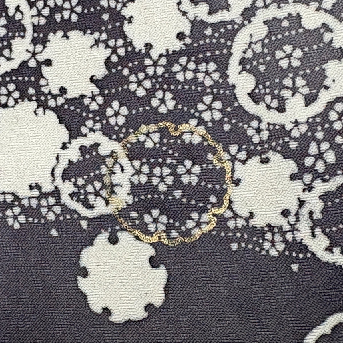 訪問着 身丈151.5cm 裄丈64.5cm M 袷 雪輪 小花 金糸 金彩 灰紫 正絹