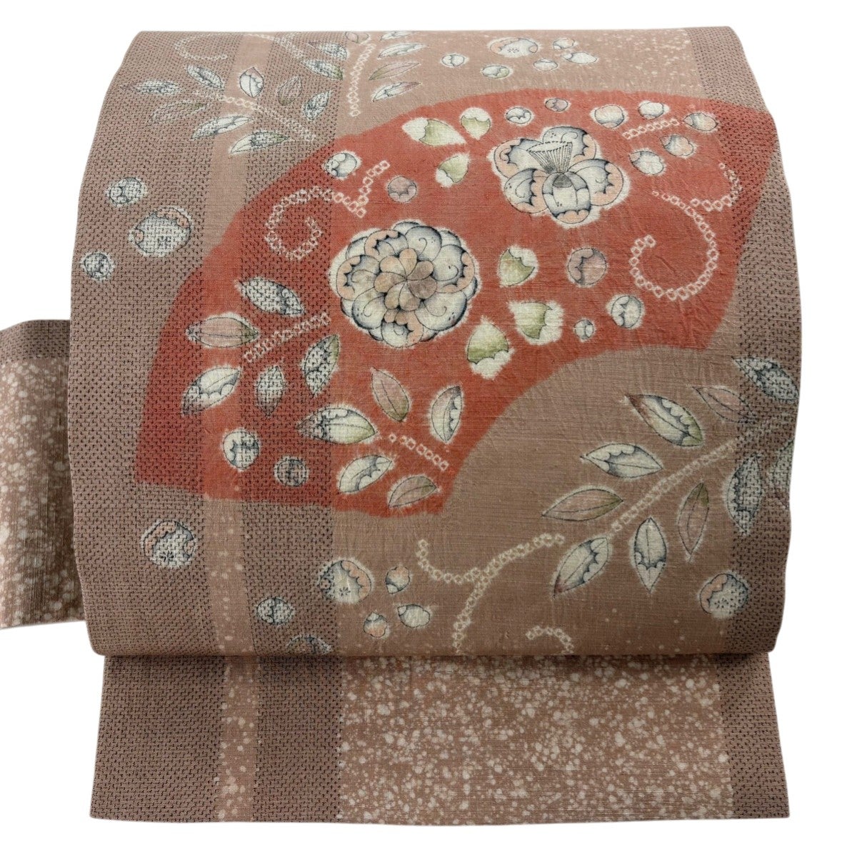 袋帯 秀品 花丸文 草花 薄小豆 六通 正絹｜中古・古着・リサイクル着物