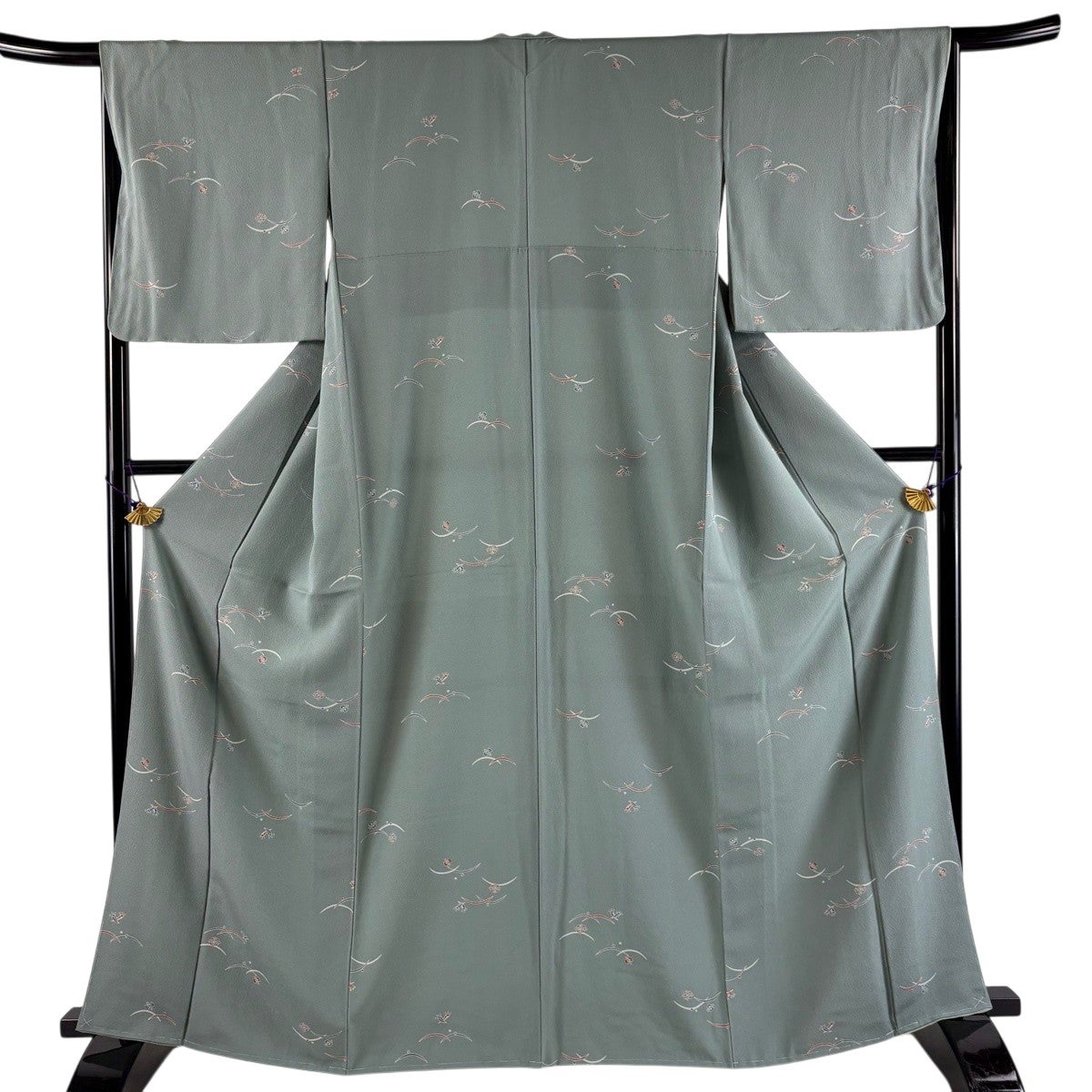 美品】 小紋 身丈163cm 裄丈62cm S 袷 幾何学模様 絞り 朱色 正絹 秀品