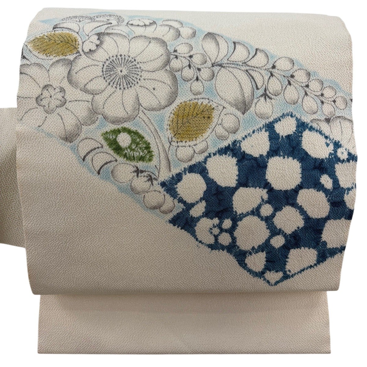 名古屋帯 秀品 辻が花柄 縮緬 クリーム 正絹｜中古・古着・リサイクル