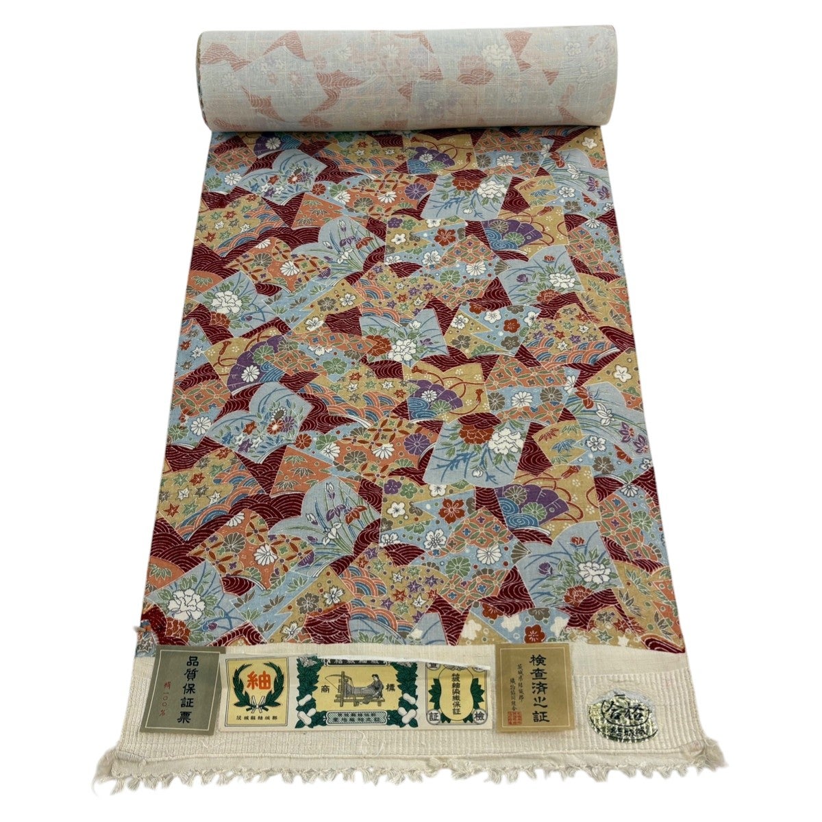 反物 秀品 紬 縞 青灰色 正絹｜中古・古着・リサイクル着物通販