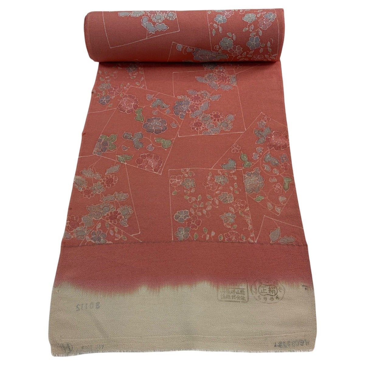 【断捨離】 正絹反物　赤・紫系　まとめ売り 中国刺繍　ゆたかや　小紋　大丸 反物 秀品 小紋 草花 色紙 縮緬 朱色 正絹｜中古・古着・リサイクル