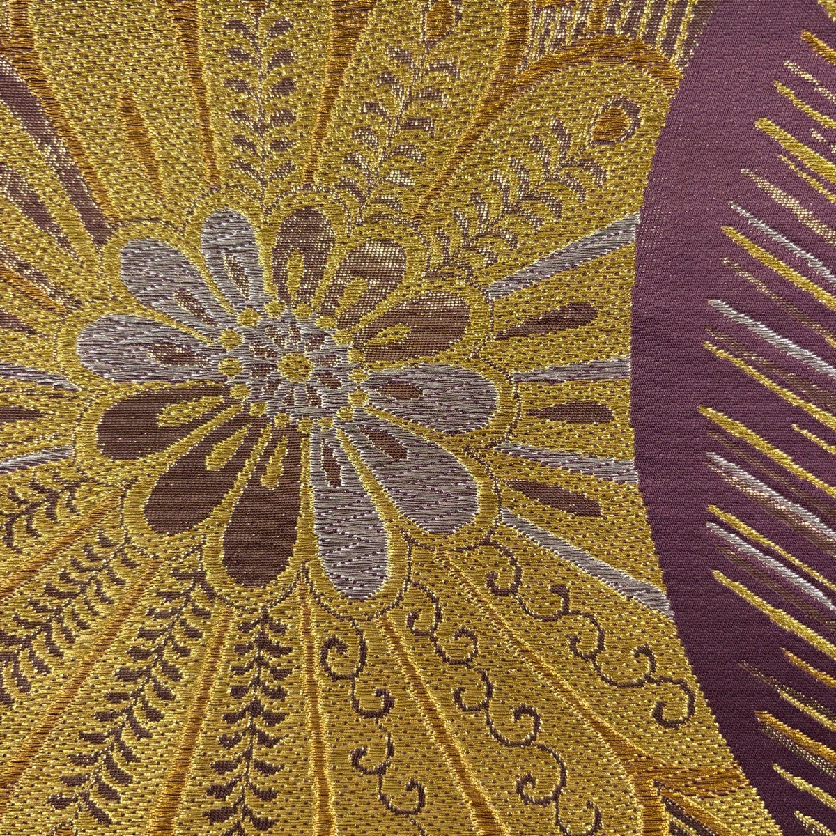 振袖 身丈160.5cm 裄丈65cm M 袷 袋帯フルセット 建物 草花 金糸 金彩